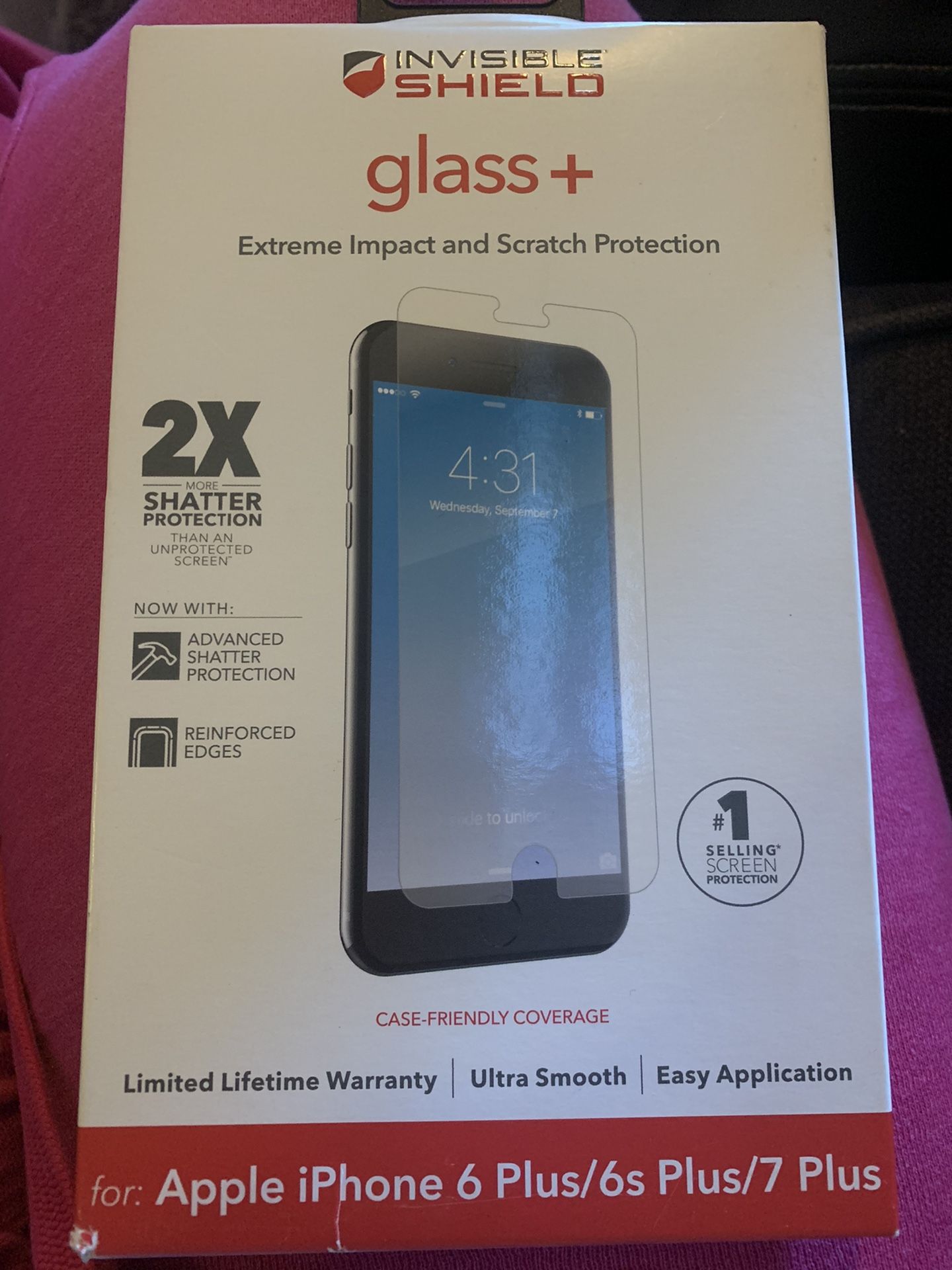 New Invisible Shield Glass + iPhone 6 + / 6s + / 7+