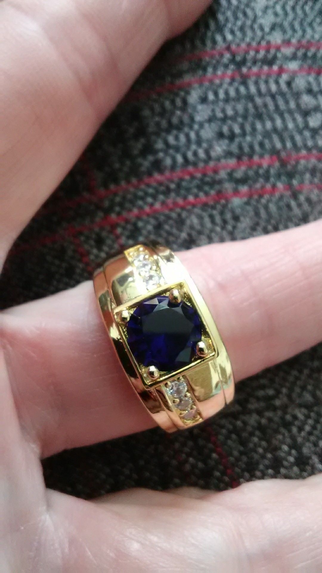 Men's size 10 blue Sapphire 18K gold / 925 sterling ring