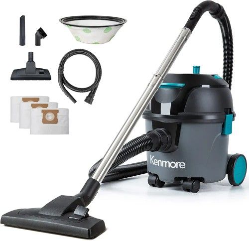 Kenmore KW3010 Bagged Canister Vacuum 3 Gallon Lightweight Cleaner High Efficient with 3 Cleaning Tools & Washable Filter for Household, Hard Floor, C