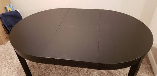 IKEA BJURSTA Extendable Dining Table with 4 Chairs - Brown-Black