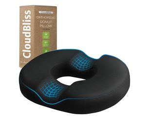 CloudBliss Donut Pillow Seat Cushion for Tailbone Pain Relief and Hemorrhoids, Memory Foam Chair Cushion for Postpartum Pregnancy, Seat Cushions for M