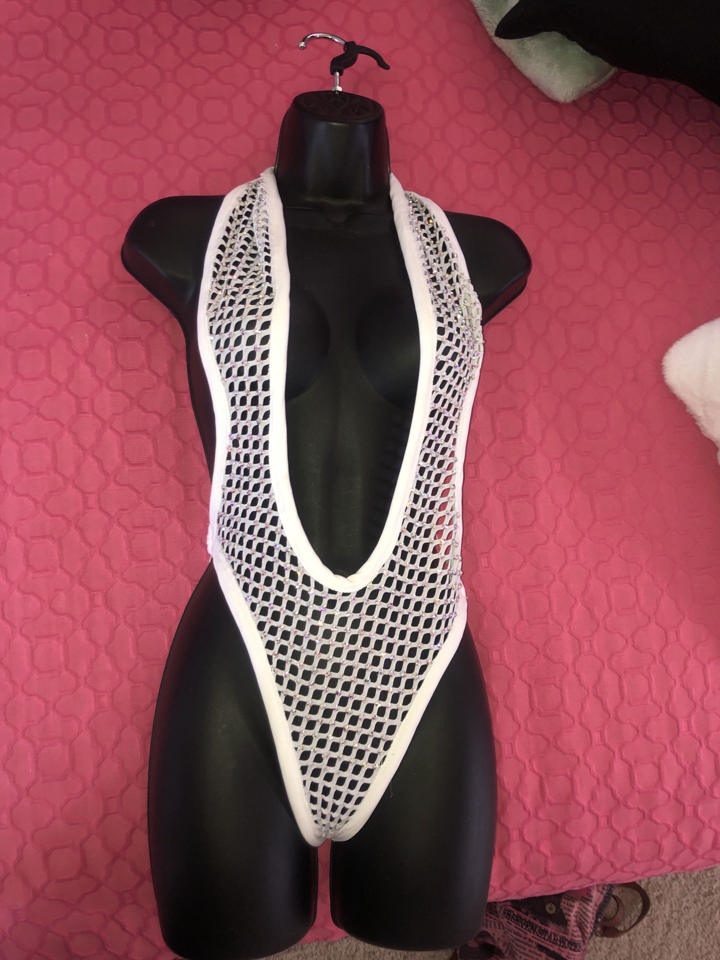 White fishnet one piece