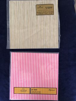 Vintage Lot Of 2 Striped Gift Wrapping Paper 