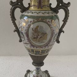 Antique Porcelain And Bronze Vase 14”inch Tall