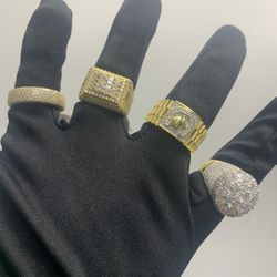 Gold Over Silver Men Rings With VVS Moissanite 