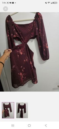 Burgundy Floral Cut-Out Mini Dress