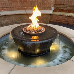 Concrete Fire Bowls By Pool