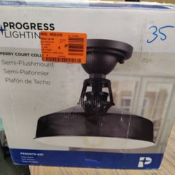 Progress Lighting 12" Semi Flush Mount Ceiling Light Fixture In Matte black