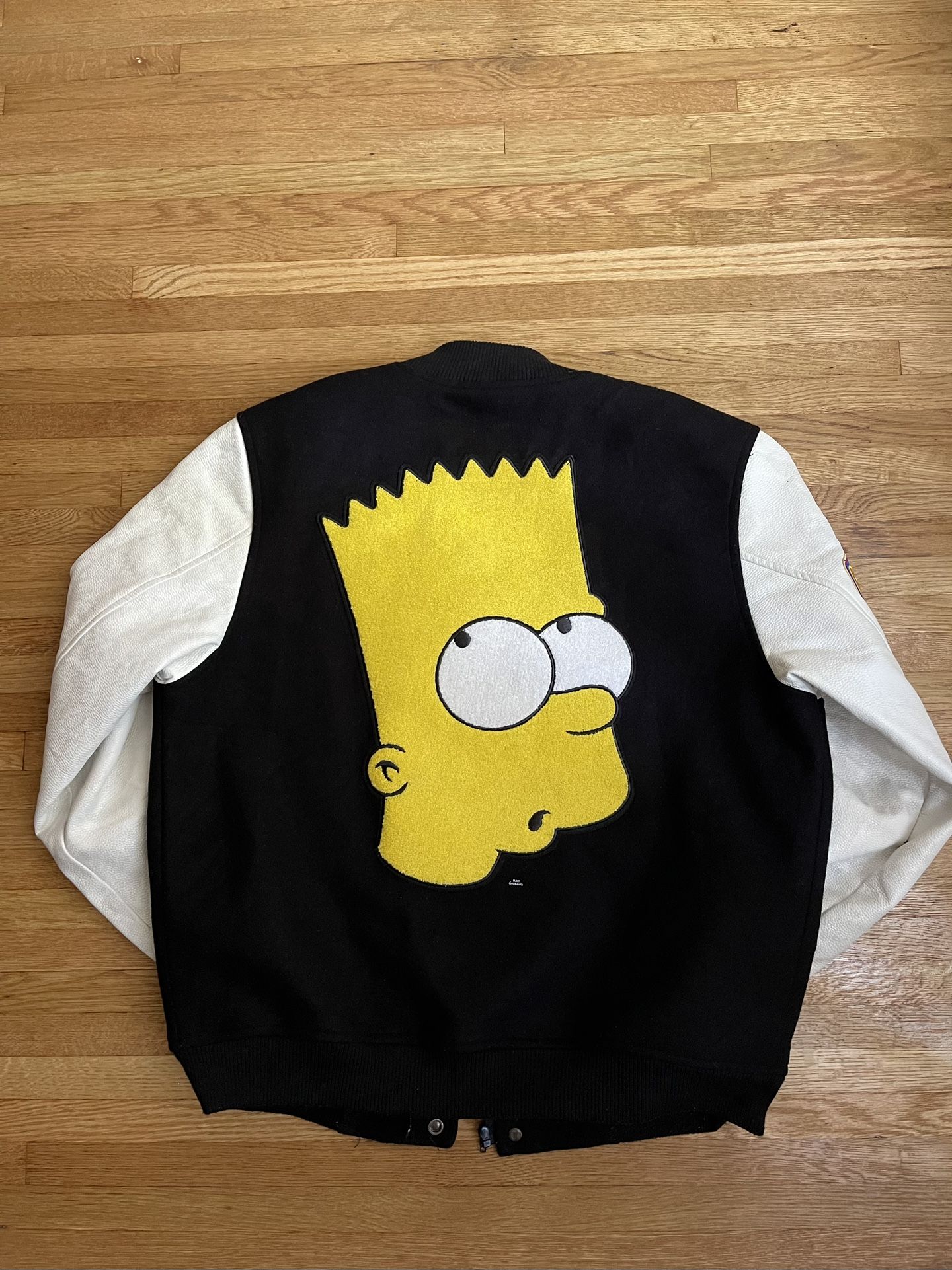 Men's Bart Simpson Black White Varsity Jacket The Simpsons  Size XL