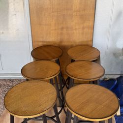 Set Up Eight Stools Plus Table Top