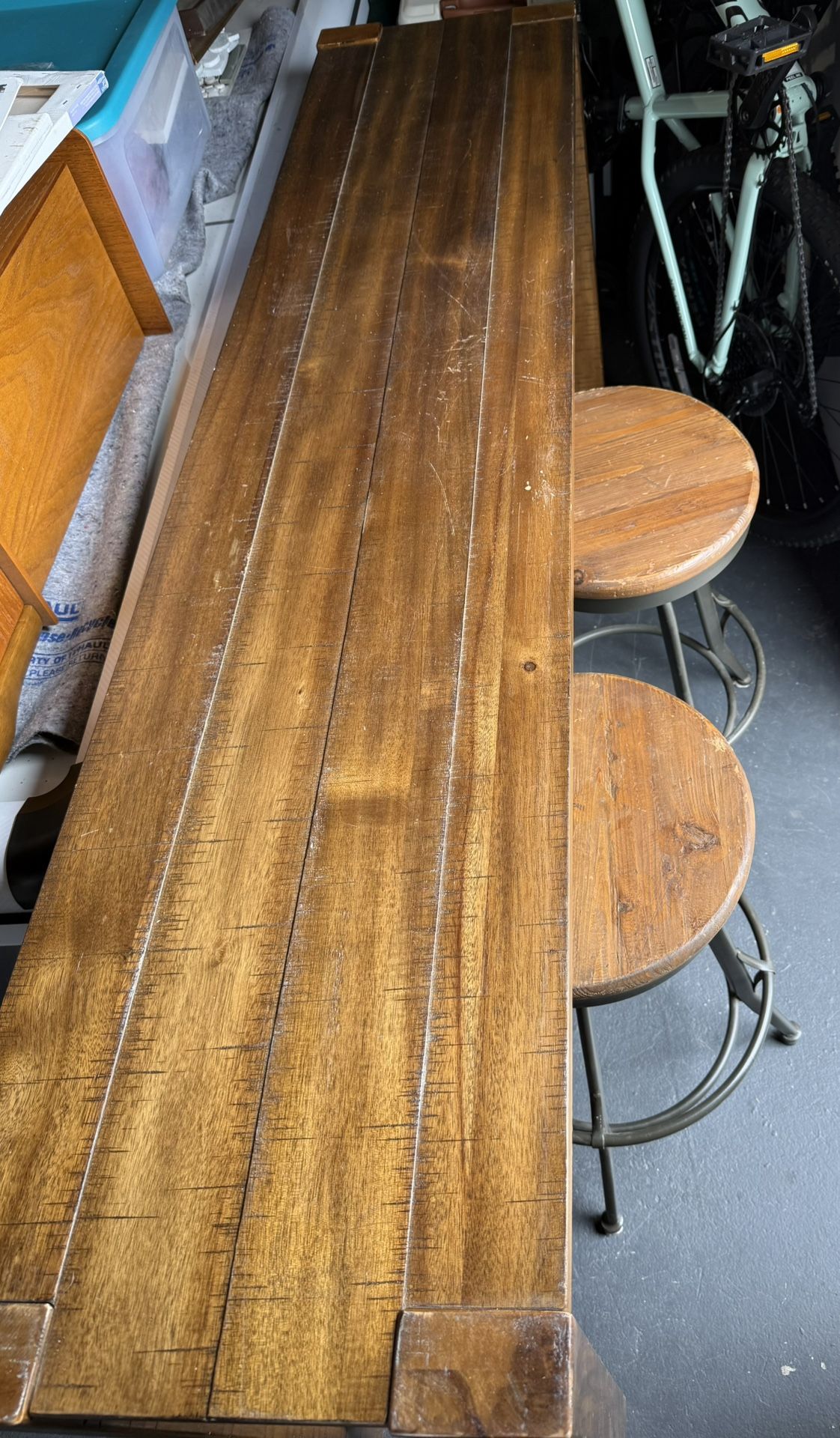 Wood Bar Table With Two Stools