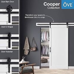 OVE Decors Westlock barn door with hardware kit in white.
