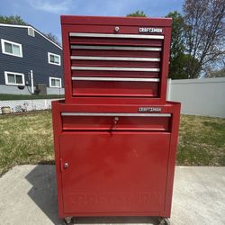 🔴 Craftsman 2-Piece Tool Chest & Rolling Cabinet Combo – LOADED with Hardware
