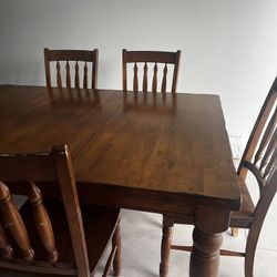 Wood dining table + 6 chairs $500 OBO