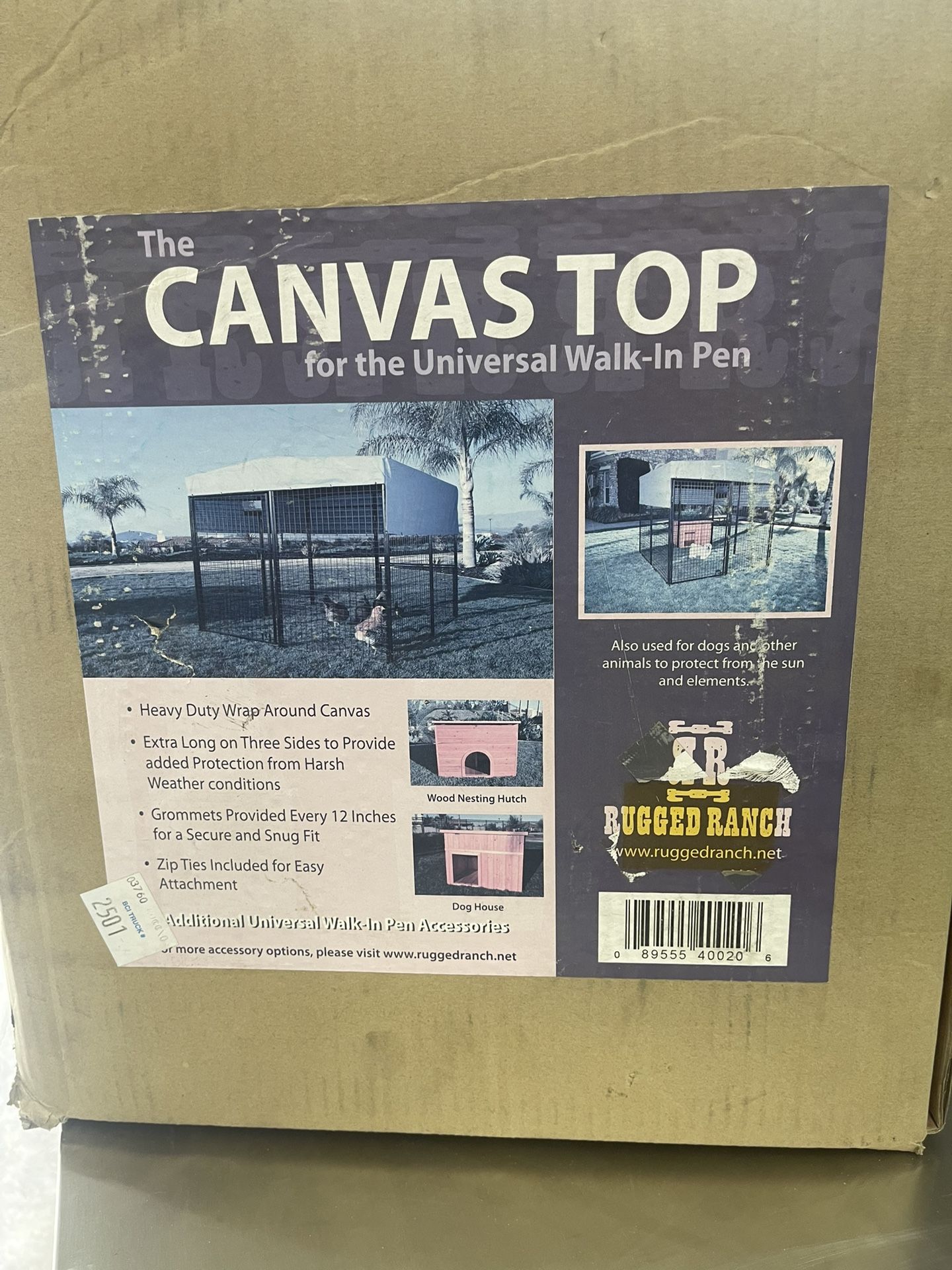 New In Box Canvas Top For A Walk In Pen 7.5’ X 6.5’ Gray. You Pickup