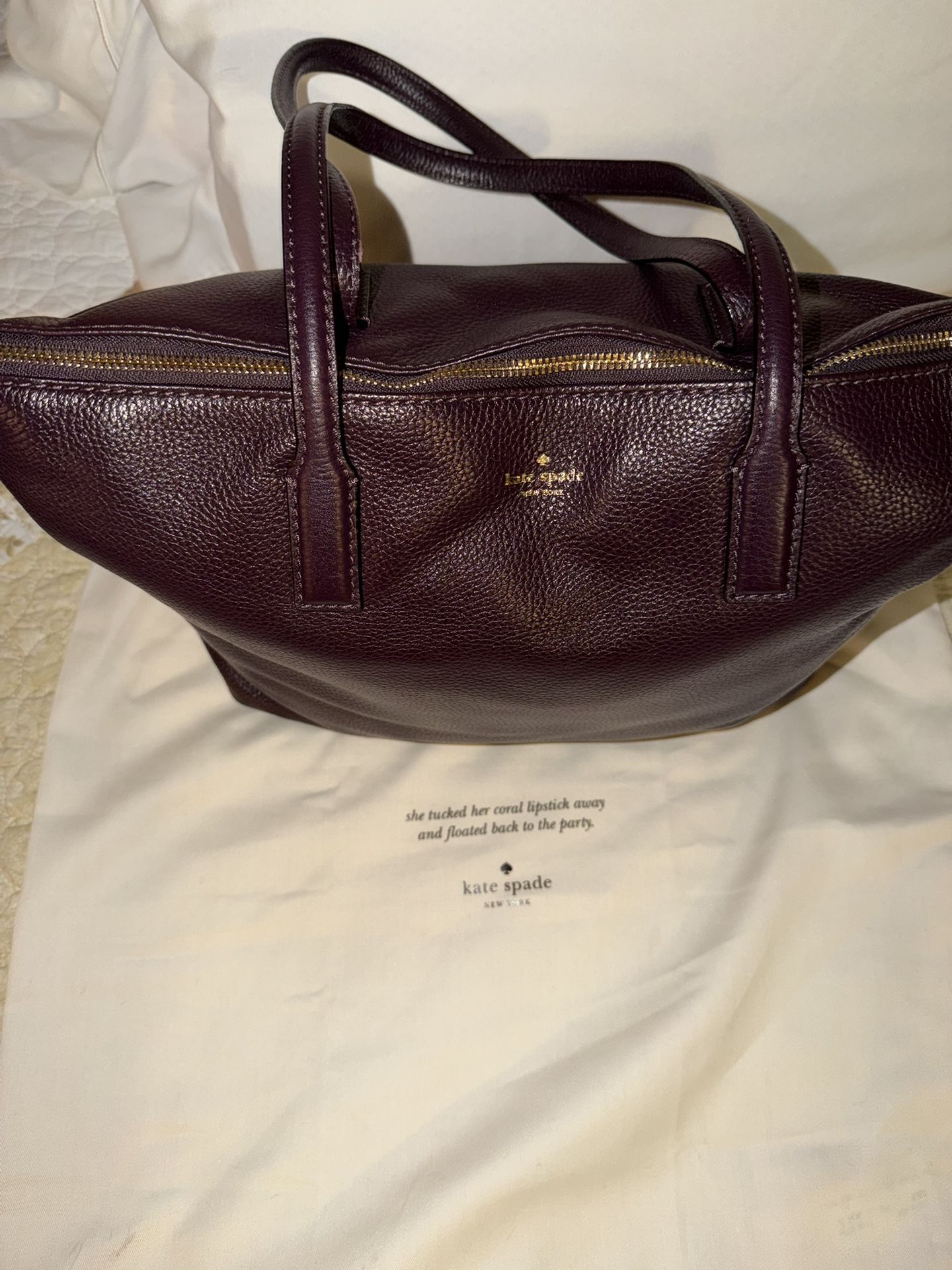 Kate Spade New York Aubergine Pebble Leather Tote Bag