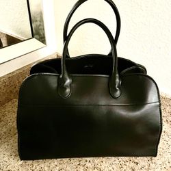 The Row Margaux 15 -  Black Leather/Gold Accents 