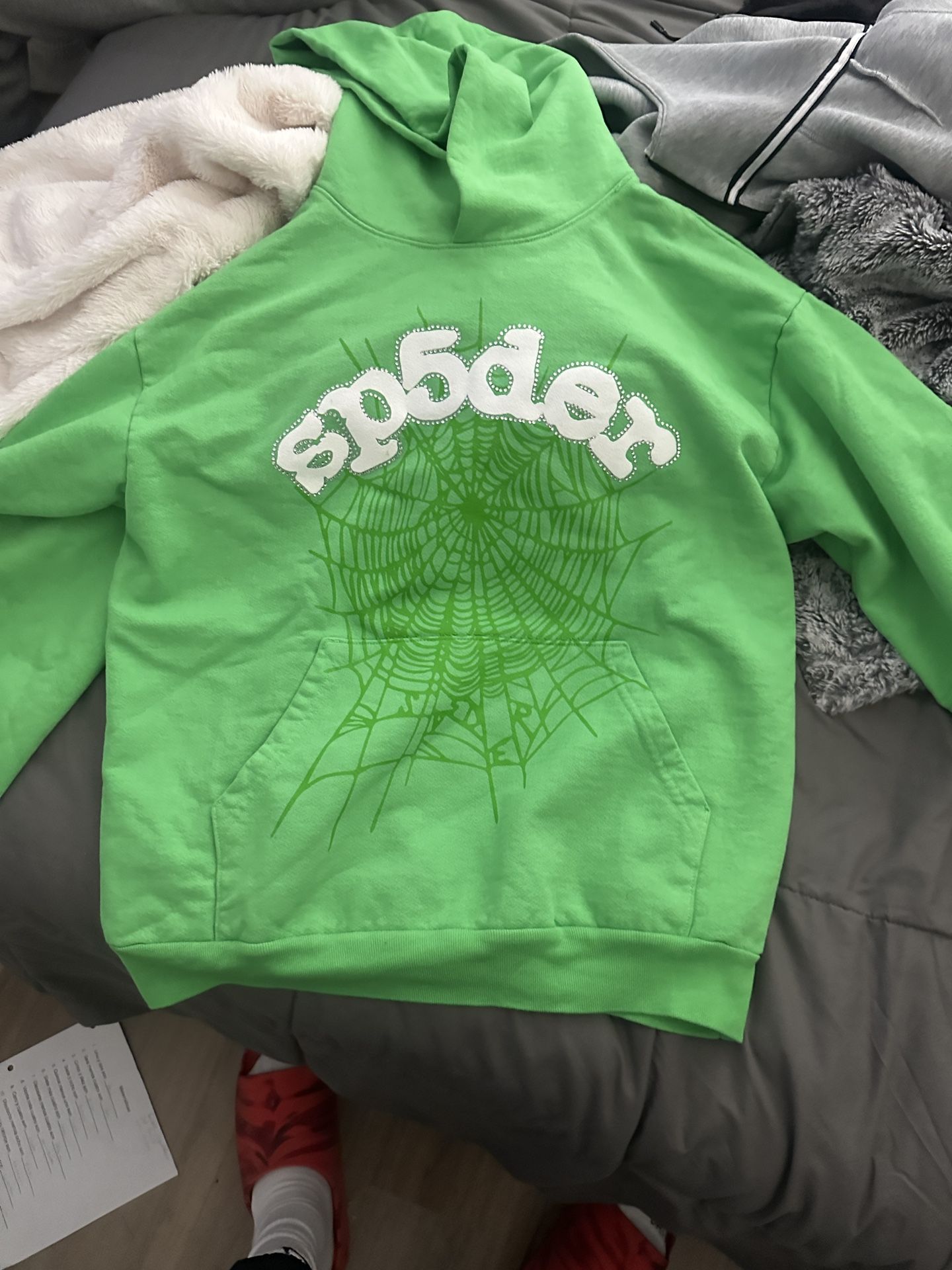 Green Bedazzled Spider Hoodie Authentic