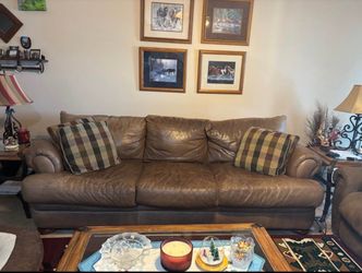 Real leather chestnut Couch