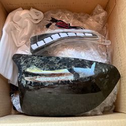 Q50 m style forged carbon mirror cap + sequential light kit