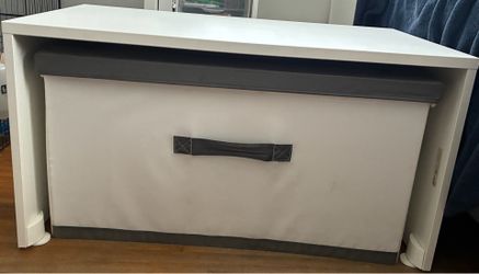IKEA SMÅSTAD Bench with JÄTTEBJÖRN Box with lid, white/gray,