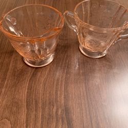 Vintage Pink Sugar And Creamer