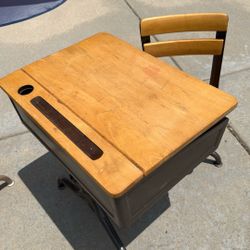 Set Of 2 Antique School Desks