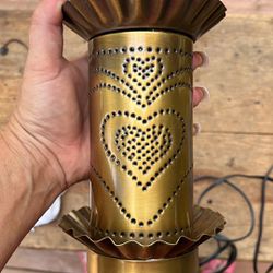 Vintage Brass Irvan Heart Lamp Candle Warmer 