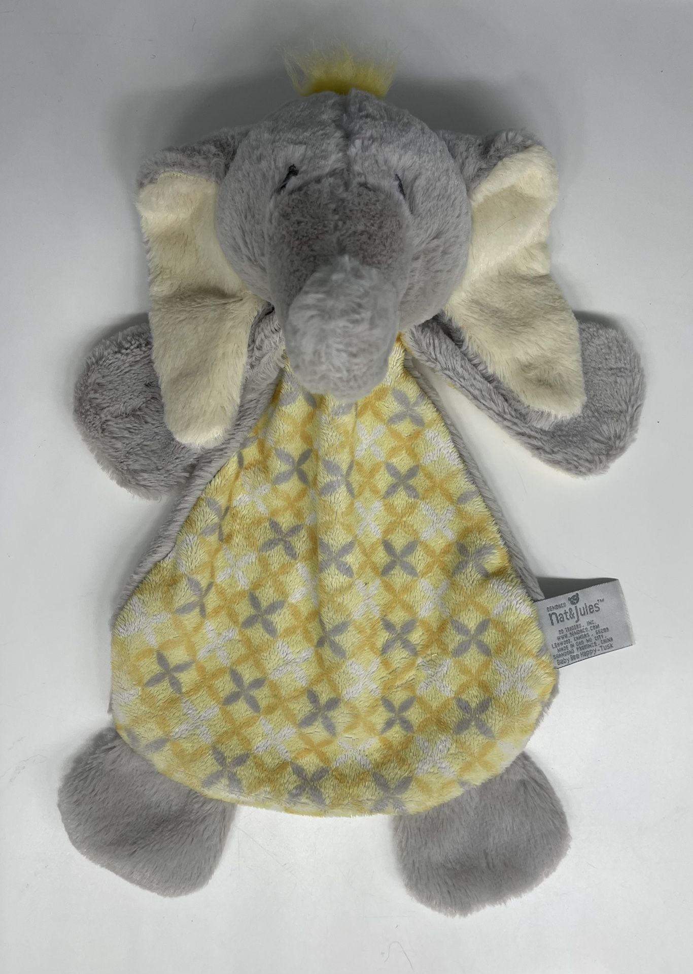 Nat & jules baby bee happy-tusk elephant plush toy, security blanket, lovey. 1