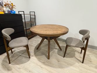 Round table with two chairs