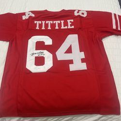 Autographed/Signed YA Y.A. Tittle HOF 71 #64 San Francisco Red Jersey JSA COA XL