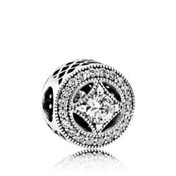 Sterling Silver Vintage Allure Charm with Clear Zirconia - 791970CZ