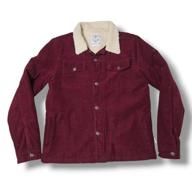 Cold Culture Corduroy Sherpa Collar Button Jacket Mens Medium Grunge Quilted Lined