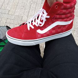 VANS Mid Red/Checkered Shoes