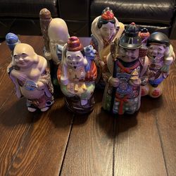 Vintage Japanese Kutani porcelain Figures Six Of The Seven Set
