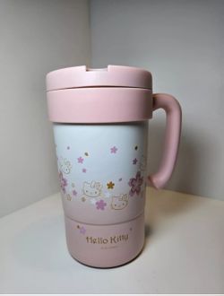 Hello Kitty Stainless Steel Insulated Cup with Lid, Straw & Stir Stick, 580ml.