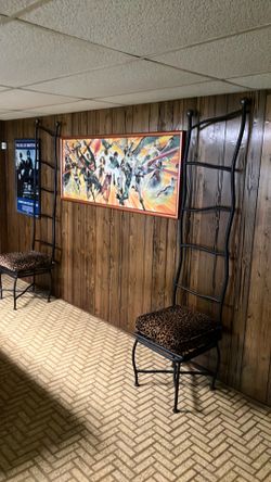 2 Custom Swivel Wrought Iron Chairs