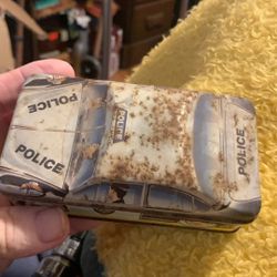 Antique Collectible Tin Can Police Car 