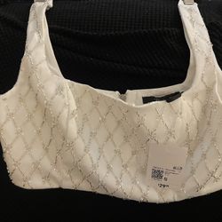 White rhinestone crop top