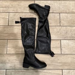 Faux leather knee high boots no zippers slim boots stretchy booties winter shoes