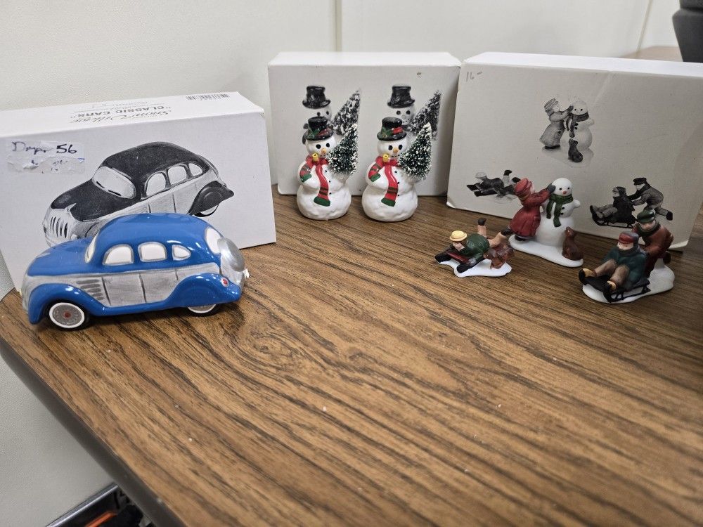 Dept. 56 Snow Village Heritage Snow Children, Classic Car, A Tree for Me