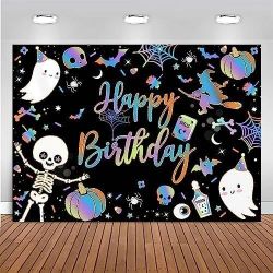 Mocsick Halloween Happy Birthday Backdrop Boo Spooktacular Halloween Paty Decora