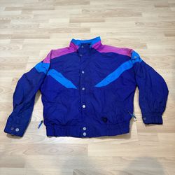 Vtg Black Bear Ski Coat Jacket XL  Turquoise Purple Pink Zip Filled Insulated