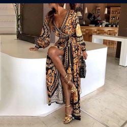 Floral Print Casual Summer Long Dress