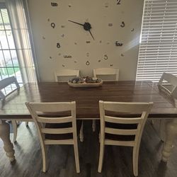 Solid Wood Rustic Dining Table + 8 Chairs – Great Condition