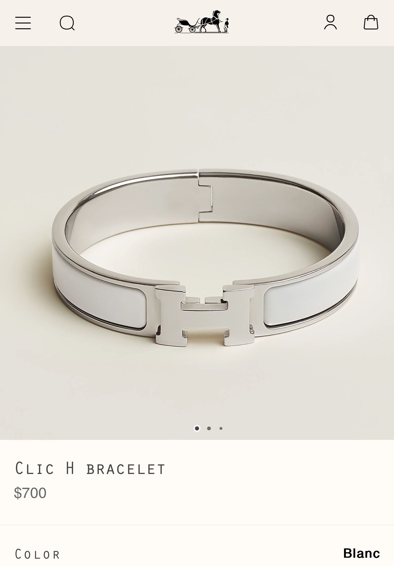 Authentic Hermes Clic H Bracelet - White