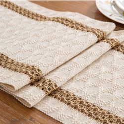 Niviy Boho Table Runner for Summer Home Decor 72 Inches Long Farmhouse Macrame Table Runner Cotton Linen Woven Table Runners for Summer Dining Table D