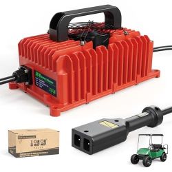 10L0L Smart Golf Cart Battery Charger for EZGO TXT, 18 AMP 36 Volt Golf Cart Charger with D Style Plug Fits Lead-Acid and Lithium Battery Red