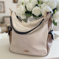 Coach Pennie Shoulder Bag In Colorblock Chalk Multi Pocket Tote Leather