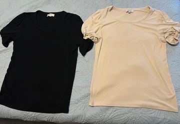Size medium Loft Black and cream ribbed tops with detailed sleeves